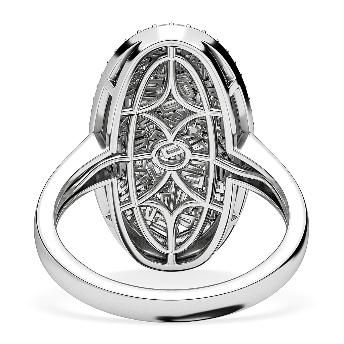 Natural White Diamond Firecracker Cluster Ring in Rhodium Overlay Sterling Silver 1 ct, Silver Wt. 5.2 Gms