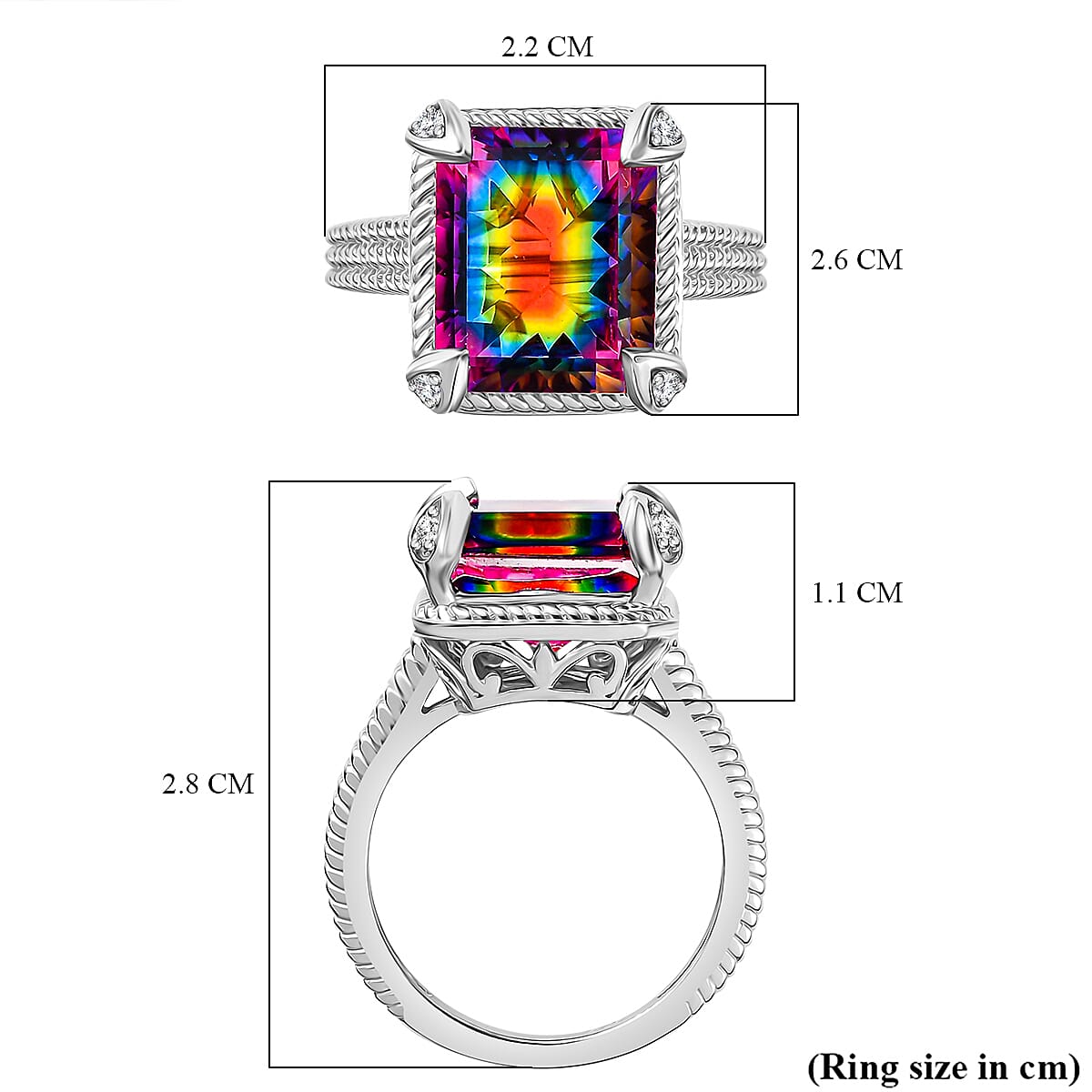 Nebula Quartz & White Zircon Solitaire Ring in Rhodium Overlay Sterling Silver 6.29 Ct. Nebula Quartz & White Zircon Solitaire Ring in Rhodium Overlay Sterling Silver 6.29 Ct.