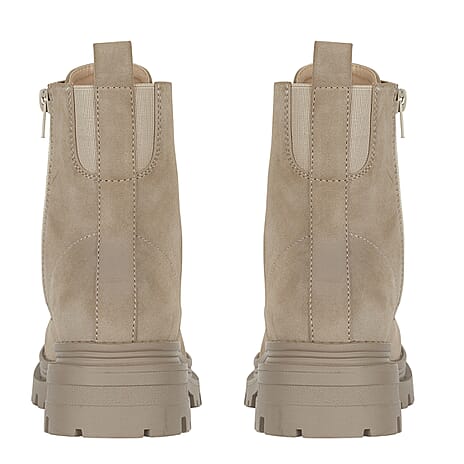 Ladies MONTREAL Lace-up Military Style Boots (Size 5) - Beige