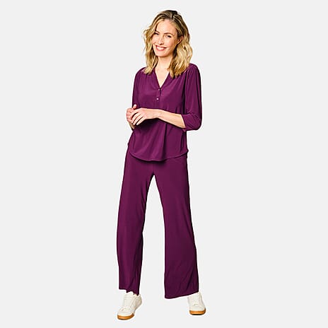 Emreco Wide Leg ITY Trouser - Berry