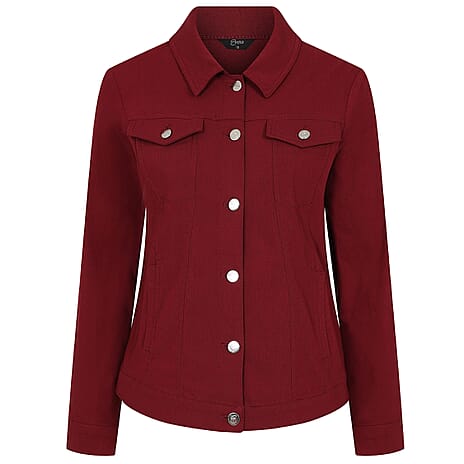 Emreco Jean Style Bengaline Jacket (Size 12) - Rich Cranberry
