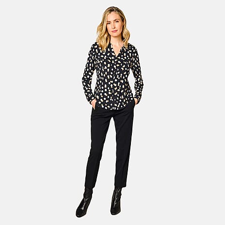 Emreco Long Sleeve Animal Print Blouse - Polka Dot