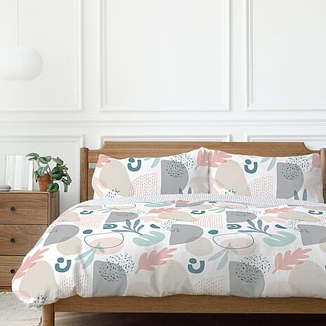 One Time Closeout - Anisa Abstract Pattern Duvet Cover Set (Size King) - Silver