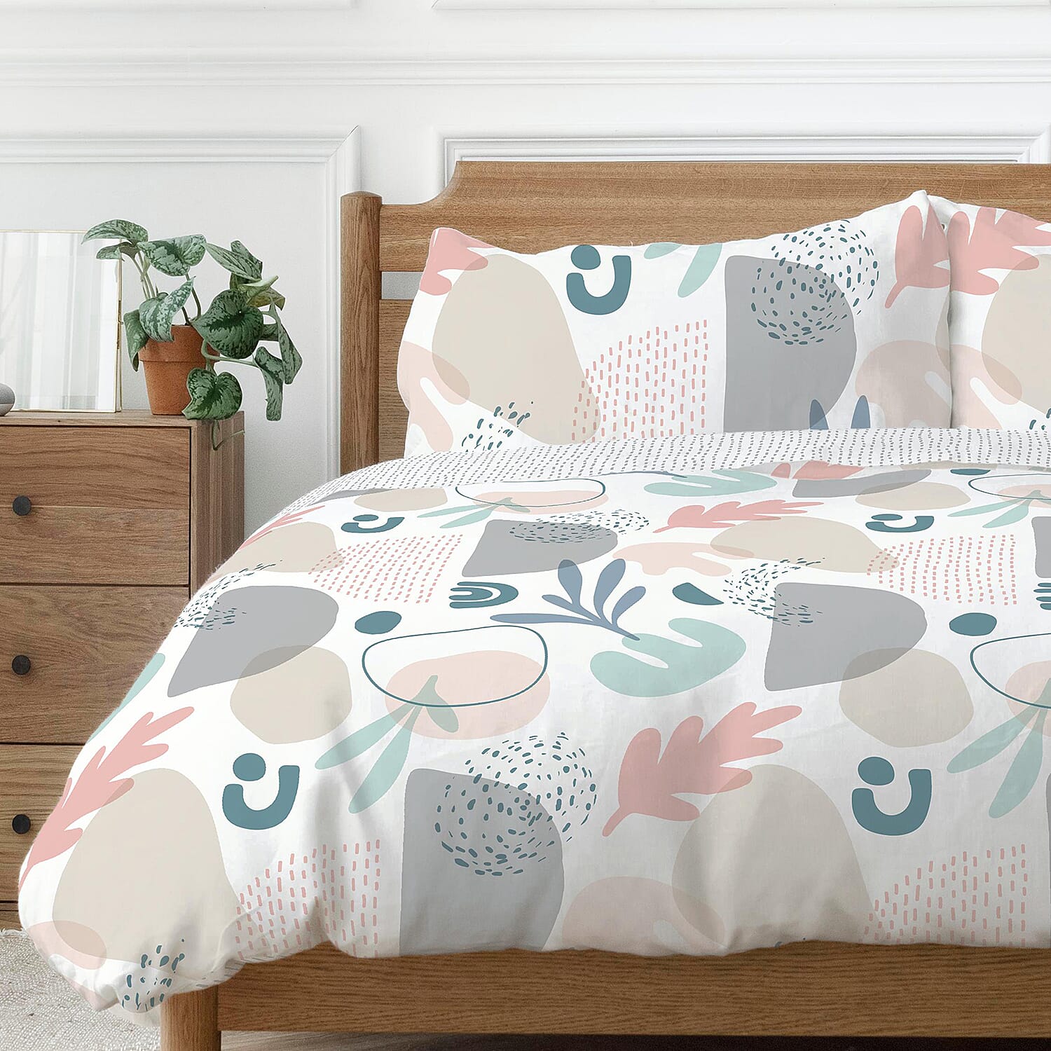 Anisa Printed Duvet Cover Set (Size Superking) - Silver