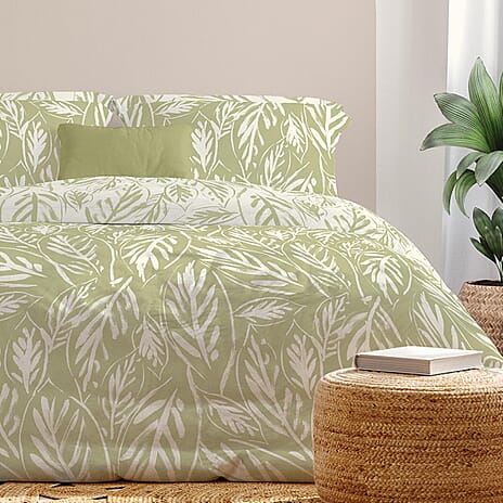 One Time Closeout - Copenhagen Home Laura Green Bamboo Duvet Cover Set  2 x Pillowcases Single