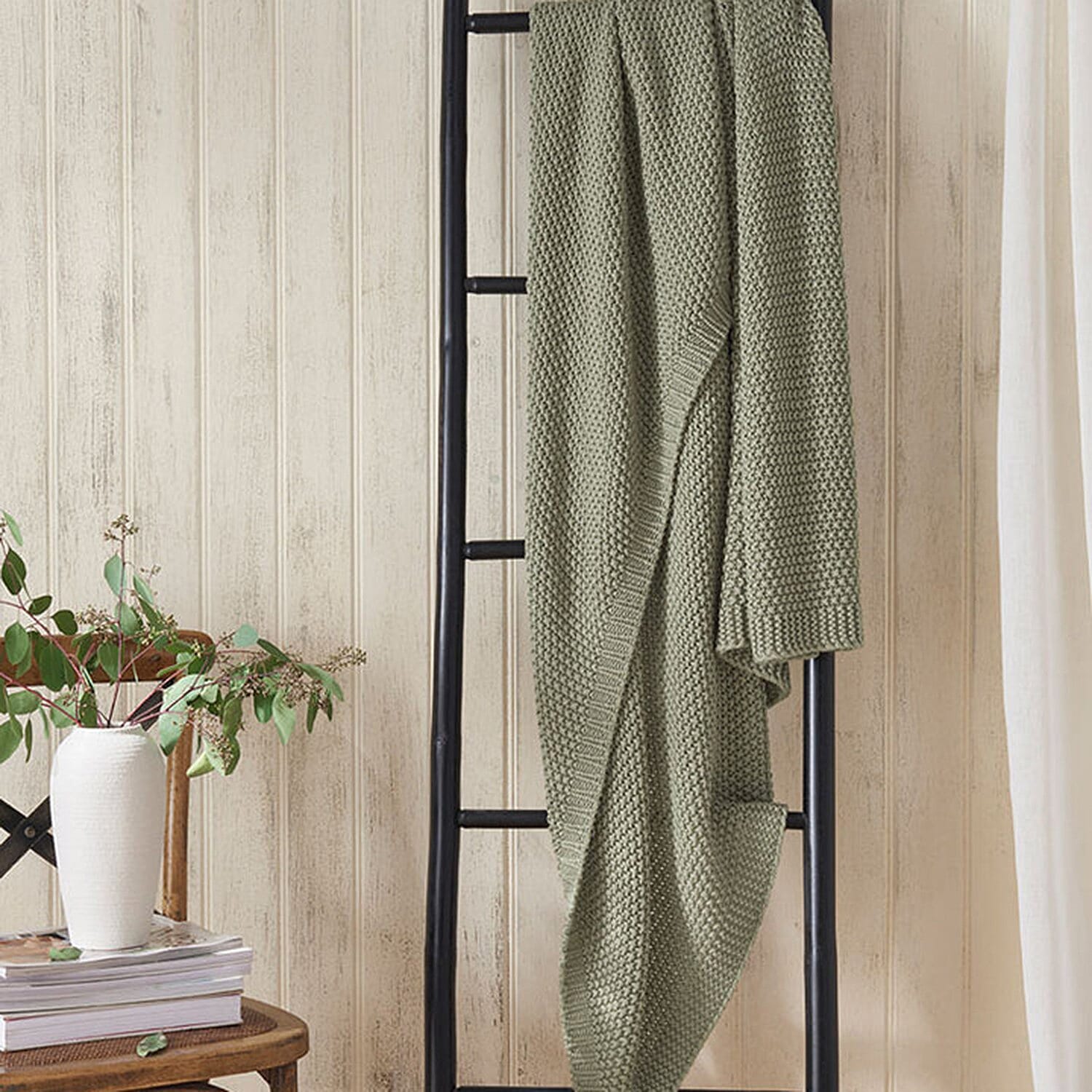 New Collection - Sleep Retreat Haven Knitted Throw Blanket (Size 180x125 cm) - Olive Green