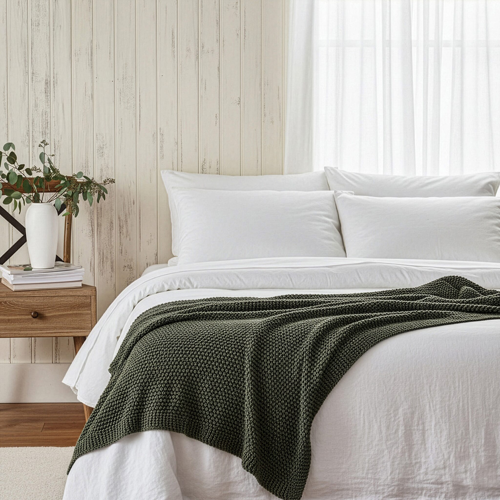 Acrylic Throw Blanket (Size 125x180 cm) - Light Green