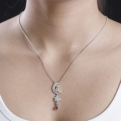 GP Italian Garden Collection- Multi Gemstone Necklace (Size - 20) in 18k Yellow Gold Vermeil Overlay in Sterling Silver 1.18 Ct