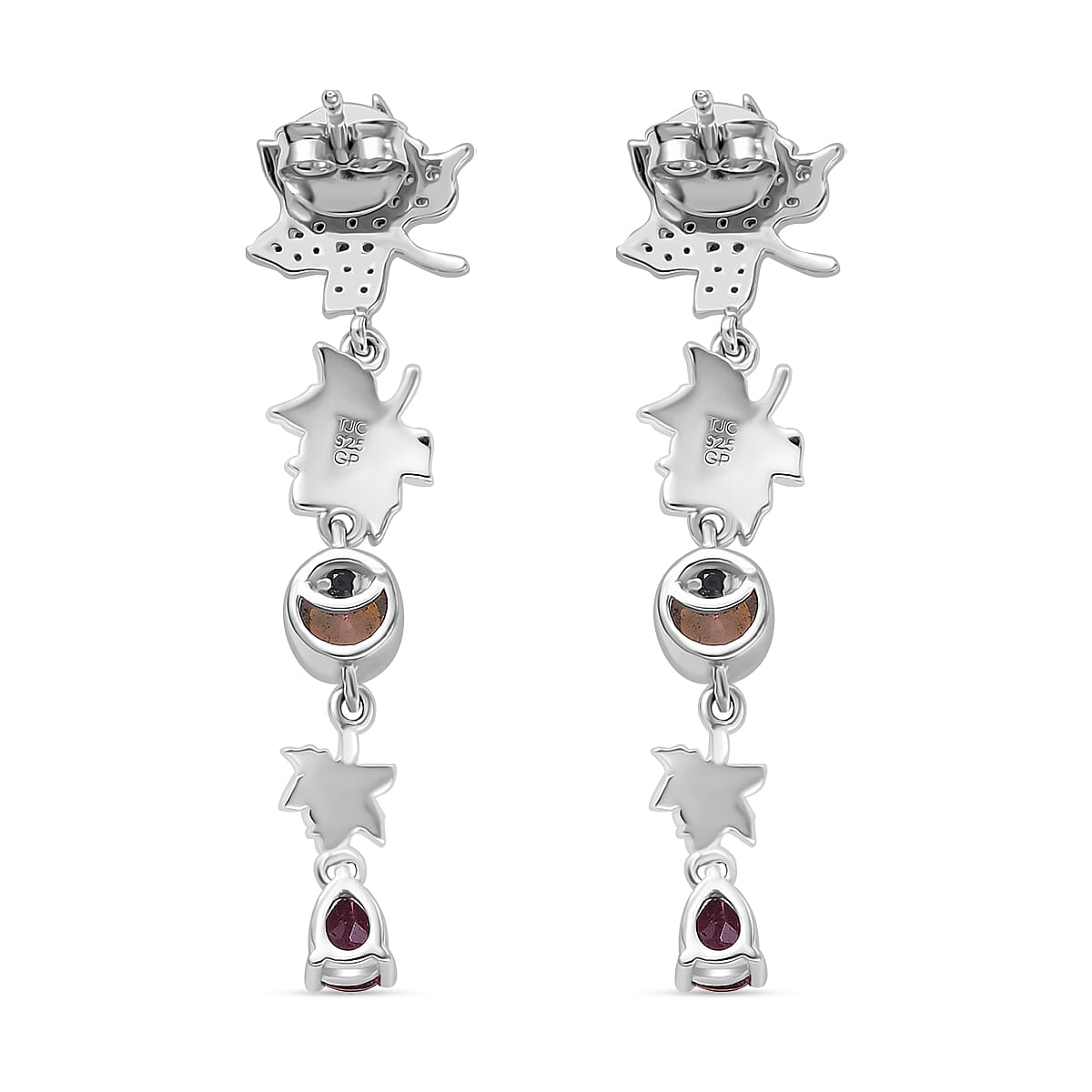 GP Italian Garden Collection - Ethiopian Opal, Rhodolite Garnet, Blue Sapphire & White Zircon Dangling Earring Sterling Silver 2.80 Ct.