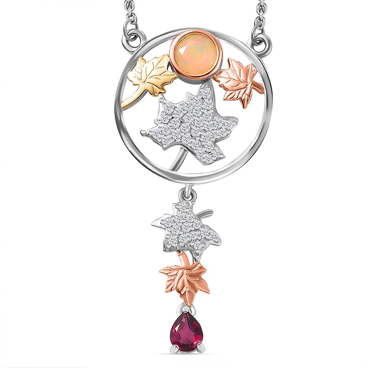 GP Italian Garden Collection- Multi-Gemstone Necklace (Size - 20) in 18K Yellow Gold Vermeil Plated in Sterling Silver 1.19 Ct