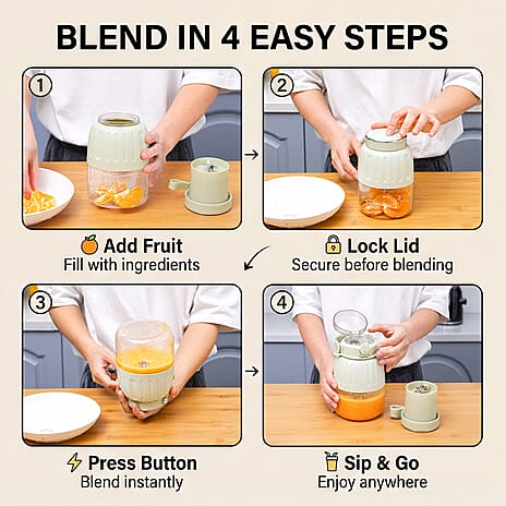 Blend and Go! Portable and Recharageable Blender (500ml) - Green