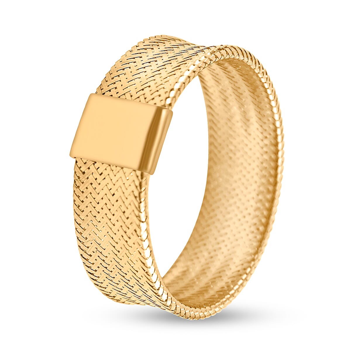 Maestro Collection - 9K Yellow Gold Stretchable Mesh Ring            (Size Medium-Large)