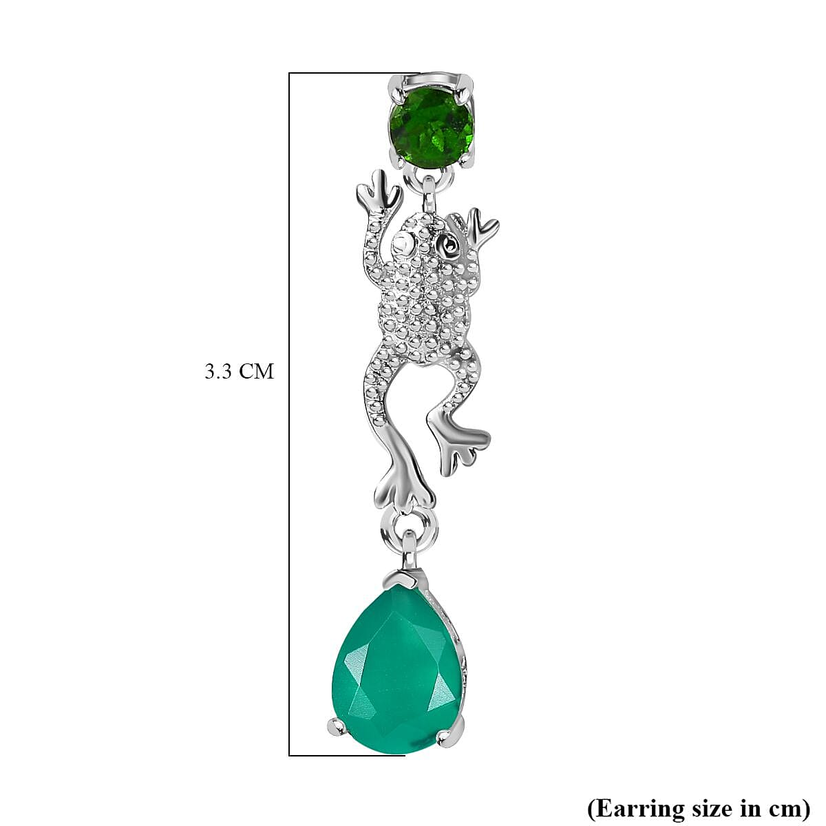 GP Italian Garden Collection - Natural Chrome Diopside, Blue Sapphire & Green Onyx Dangling Earring With Push Back in Rhodium Overlay Sterling Silver 2.78 Ct.