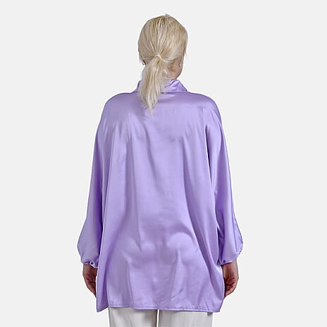 - Maisi Soft Satin Oversize Shirt (Size L-XL) - Purple