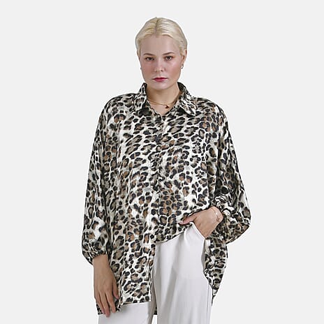 - Maisi Leopard Print Oversized Shirt (Size S-M) - Black