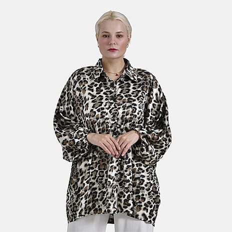 - Maisi Leopard Print Oversized Shirt (Size S-M) - Black