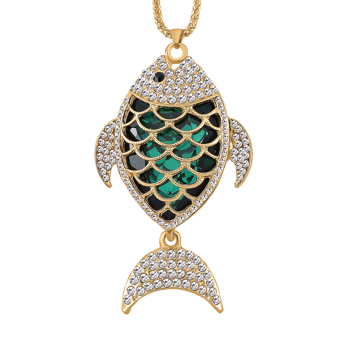 Black & White Fish Crystal Necklace (Size - 24)