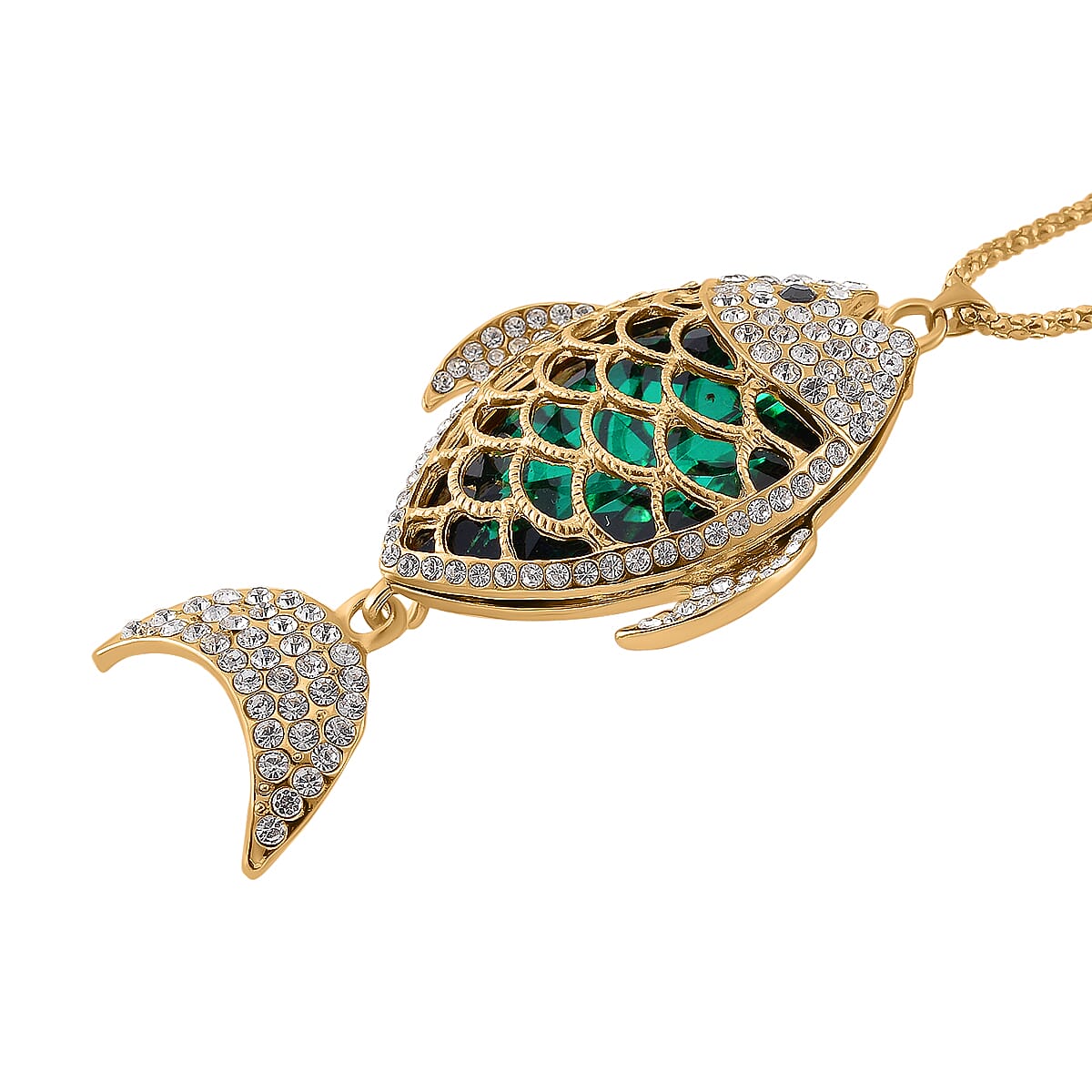 Black & White Fish Crystal Necklace (Size - 24)