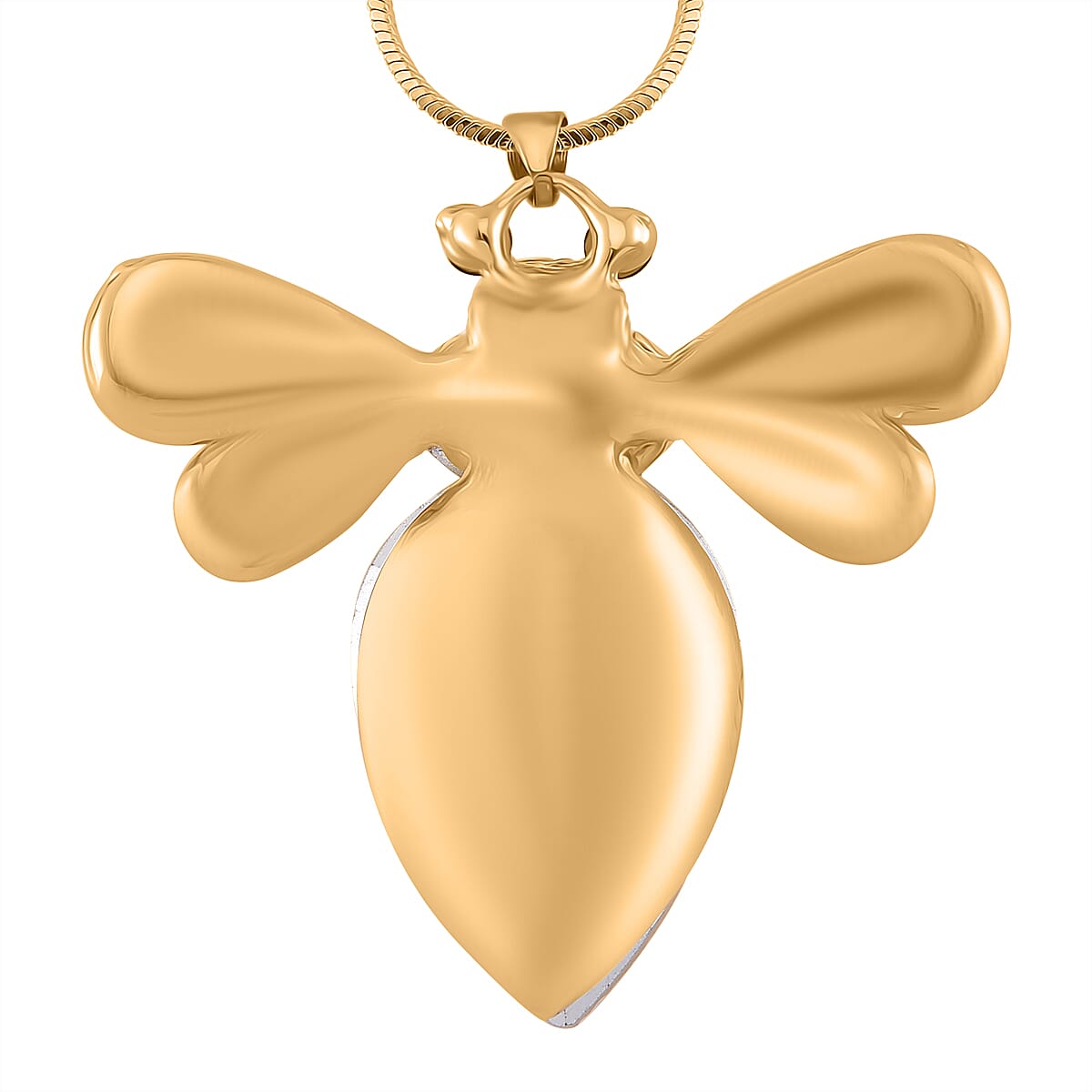 Yellow & White Crystal Bee Necklace (Size - 24)