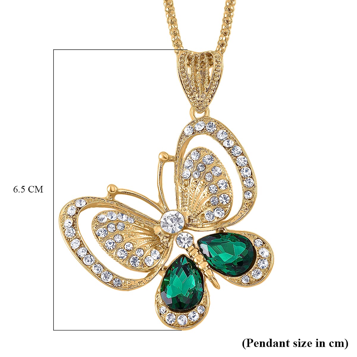 Green & White Crystal  Necklace (Size - 24)