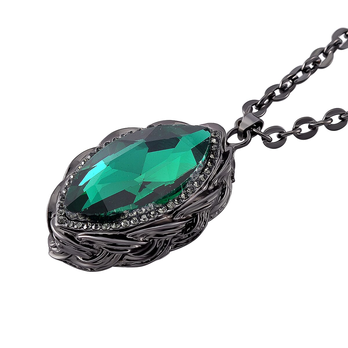 Grey & Neon Green Crystal Necklace (Size - 24)