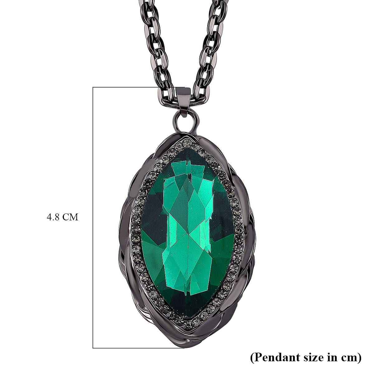 Grey & Neon Green Crystal Necklace (Size - 24)