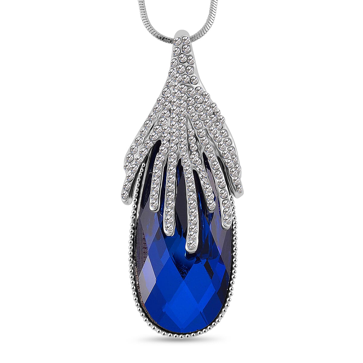 Blue & White Crystal Necklace (Size - 24)