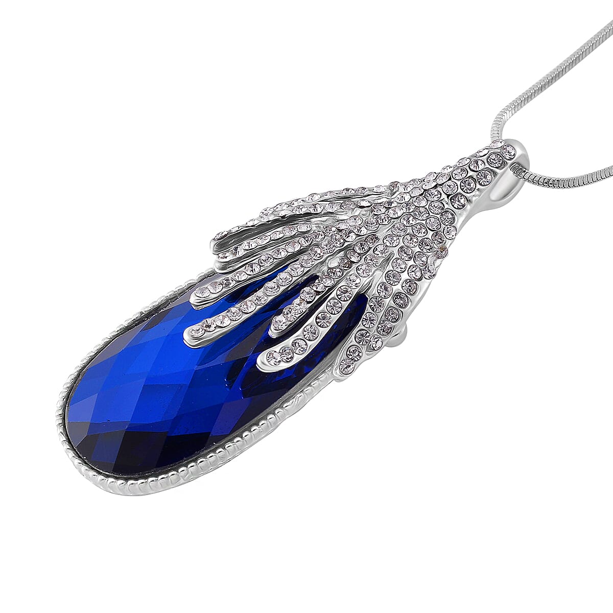 Blue & White Crystal Necklace (Size - 24)