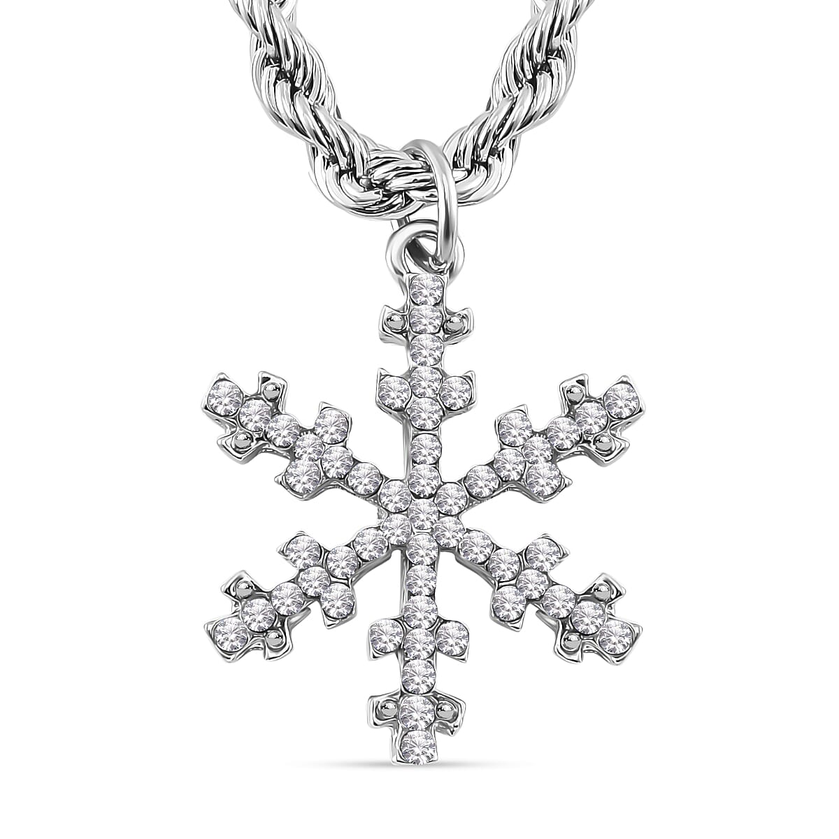 White Crystal Snowflake Necklace (Size - 20)