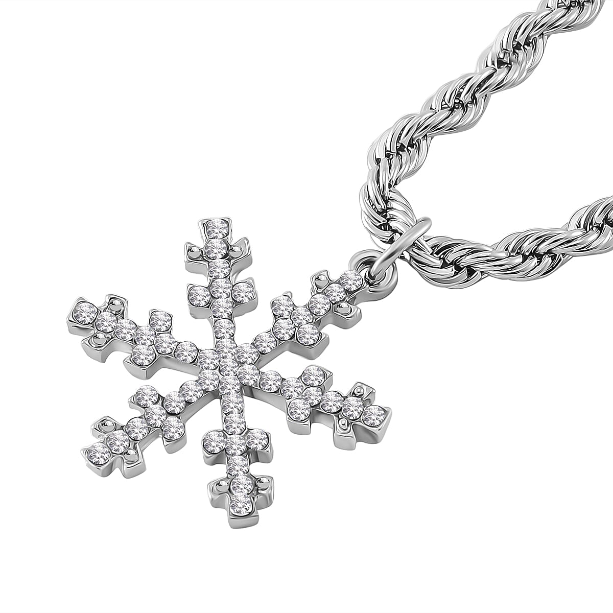 White Crystal Snowflake Necklace (Size - 20)