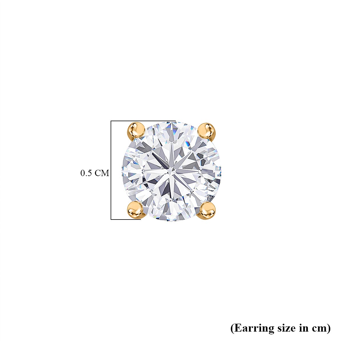 J Francis - 9K Yellow Gold Swarovski Zirconia Solitaire Stud Earring With Push Back 1.49 Ct.