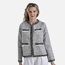 La Marey Plaid Pattern Classic Twill Jacket (Size S) - White Base with Black