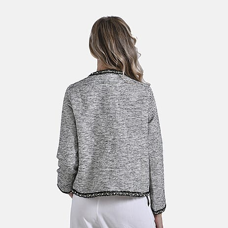 La Marey Plaid Pattern Classic Twill Jacket (Size XL) - White Base with Black