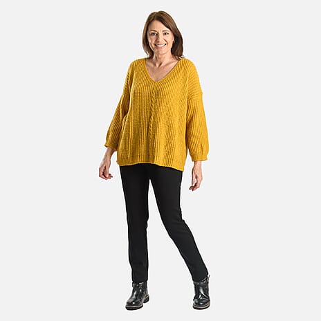 Emma Cable Knit Jumper (Size S-M) - Mustard