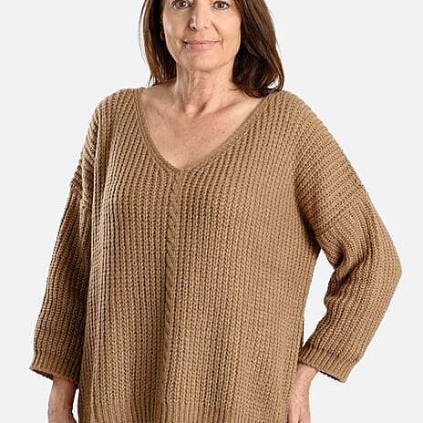 EMMA Cabel Knit Jumper (Size - 8 to 14) - Taupe