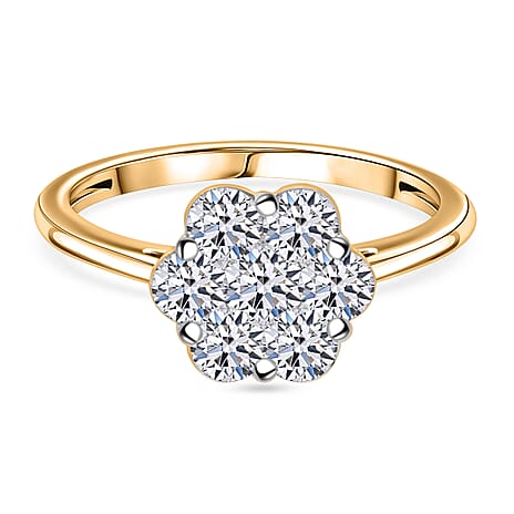 Luxuriant Diamond- Lab Grown Diamond (SI-I1-GH) Pressure Set Ring in 18k Gold Vermeil Sterling Silver 0.50 Ct