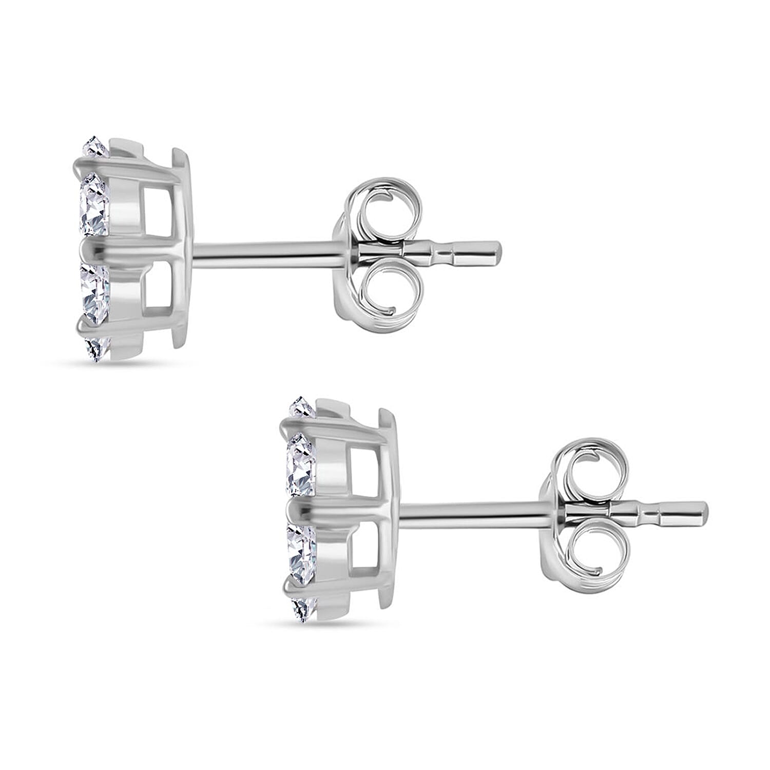 Luxuriant - Pressure Set Lab Grown Diamond (SI-GH) Push Back Earrings in Platinum Overlay Sterling Silver 0.51 Ct.