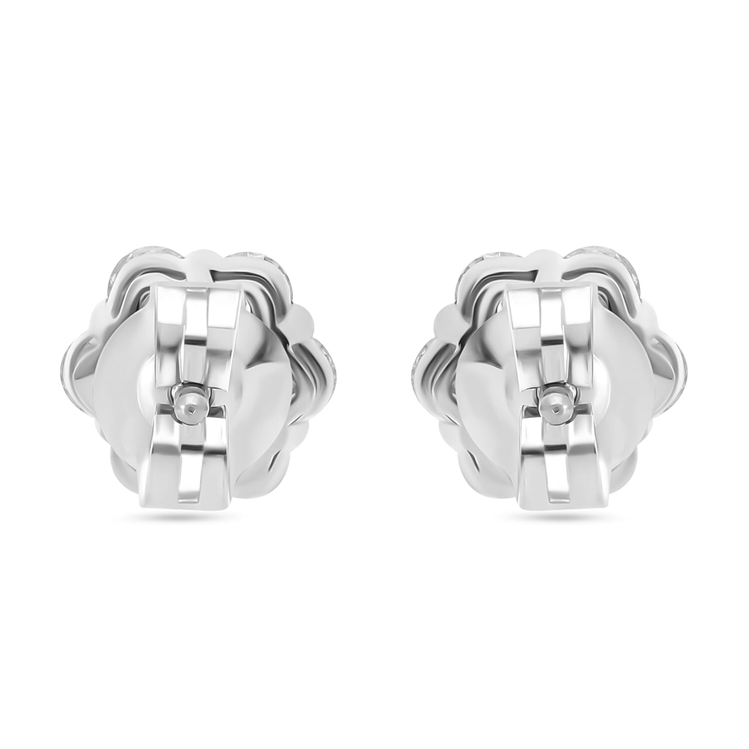 Luxuriant - Pressure Set Lab Grown Diamond (SI-GH) Push Back Earrings in Platinum Overlay Sterling Silver 0.51 Ct.