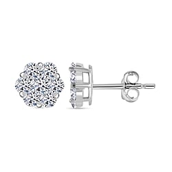 LUXURIANT Pressure Set Lab Grown Diamond (SI/G H) Push Back Earrings in Platinum Overlay Sterling Silver 0.51 Ct.