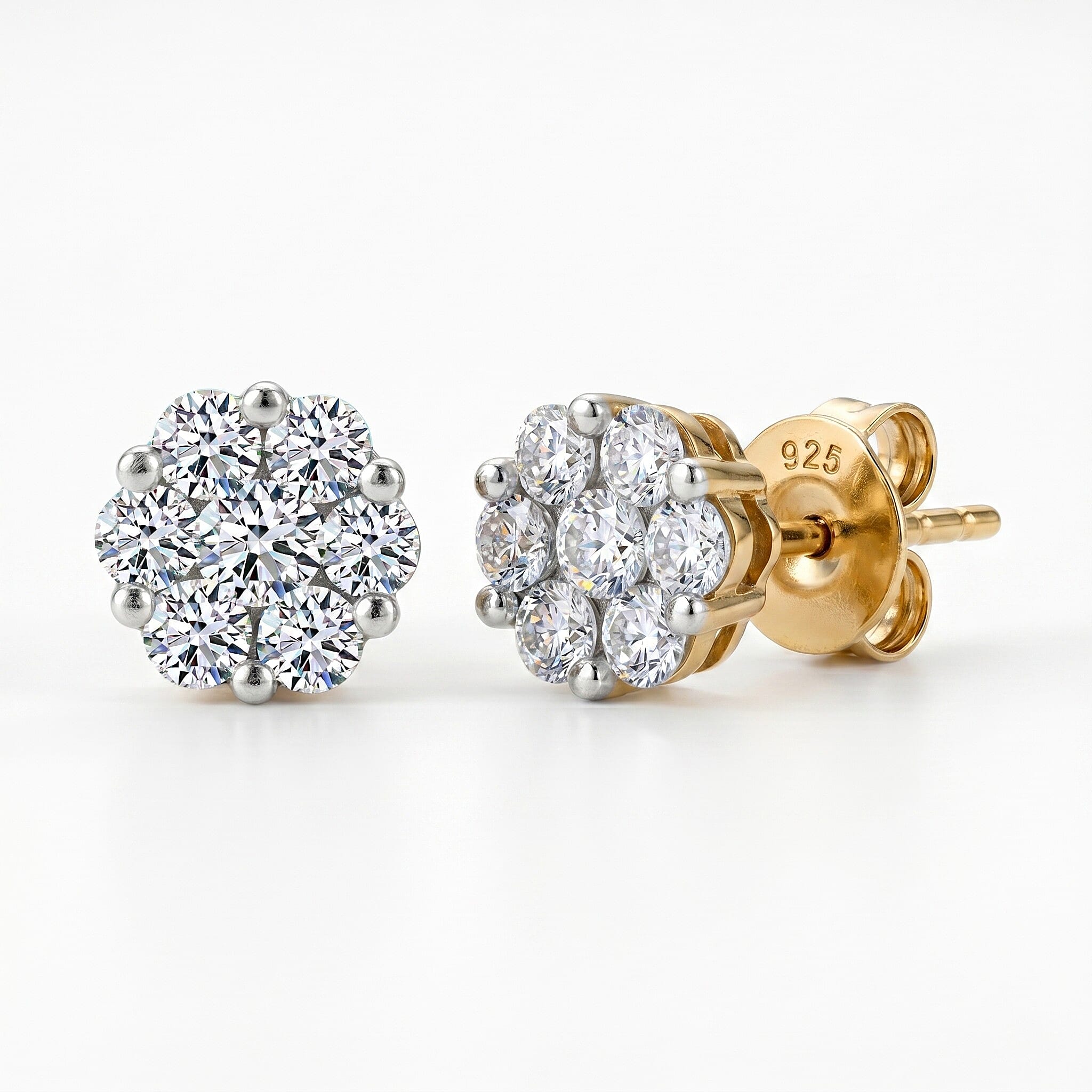 Luxuriant - Lab Grown Diamond (SI-G-H) Pressure Set Push Post Earring in 18K Vermeil Yellow Gold Plated Sterling Silver 0.50 Ct.
