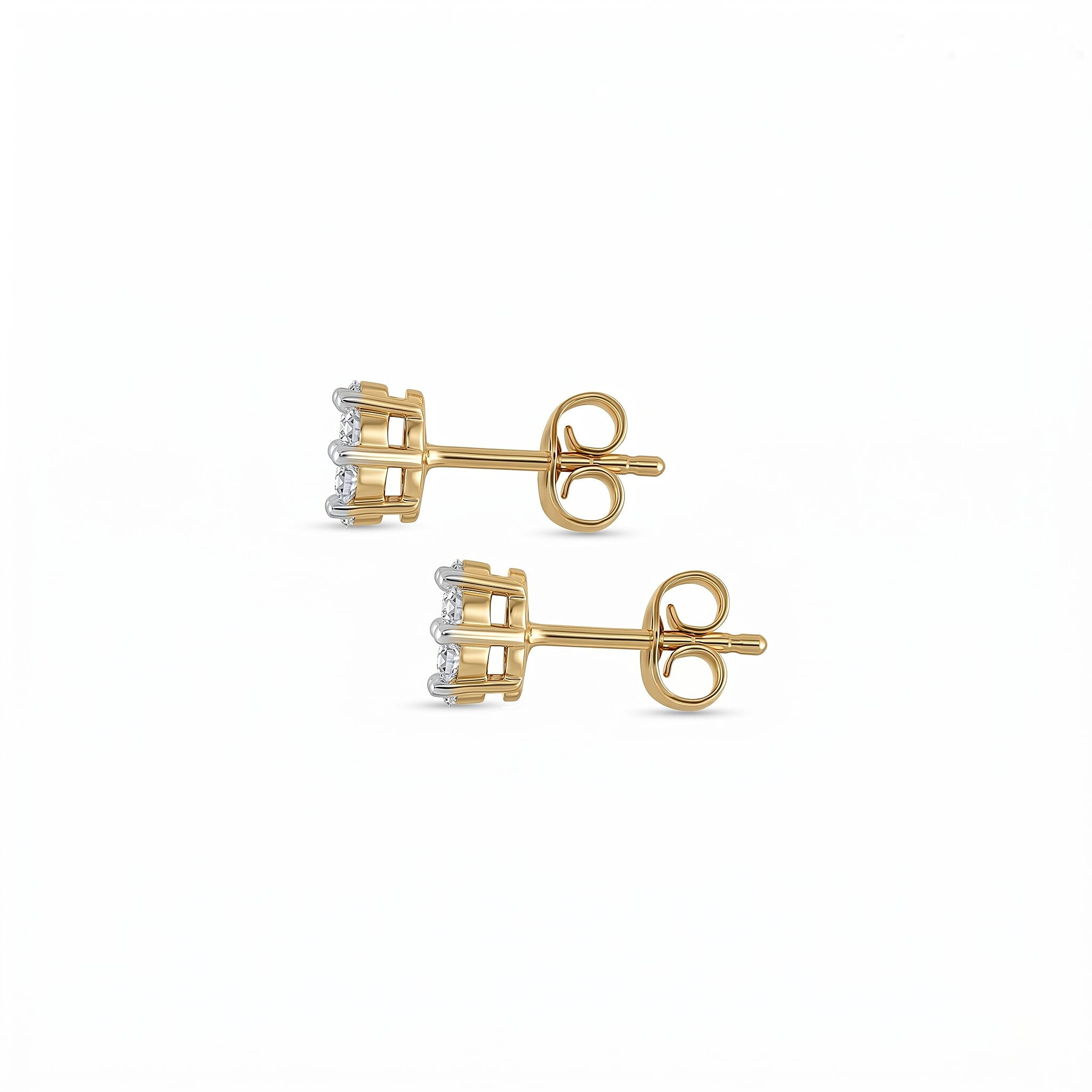 Luxuriant - Lab Grown Diamond (SI-G-H) Pressure Set Push Post Earring in 18K Vermeil Yellow Gold Plated Sterling Silver 0.50 Ct.