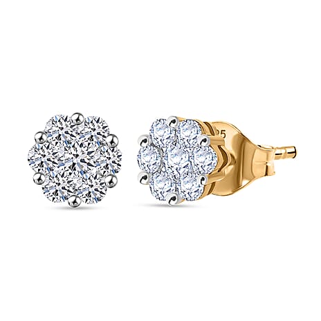 Luxuriant - Lab Grown Diamond (SI-GH) Pressure Set Push Post Studs Earring in 18K Vermeil Yellow Gold Plated Sterling Silver 0.50 Ct.