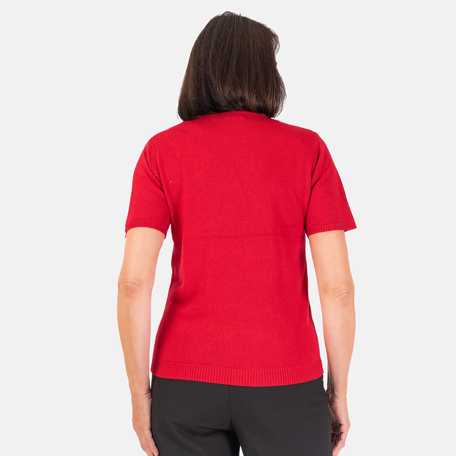 Pure & Natural Crew Neck Short Sleeves Jumper - Red