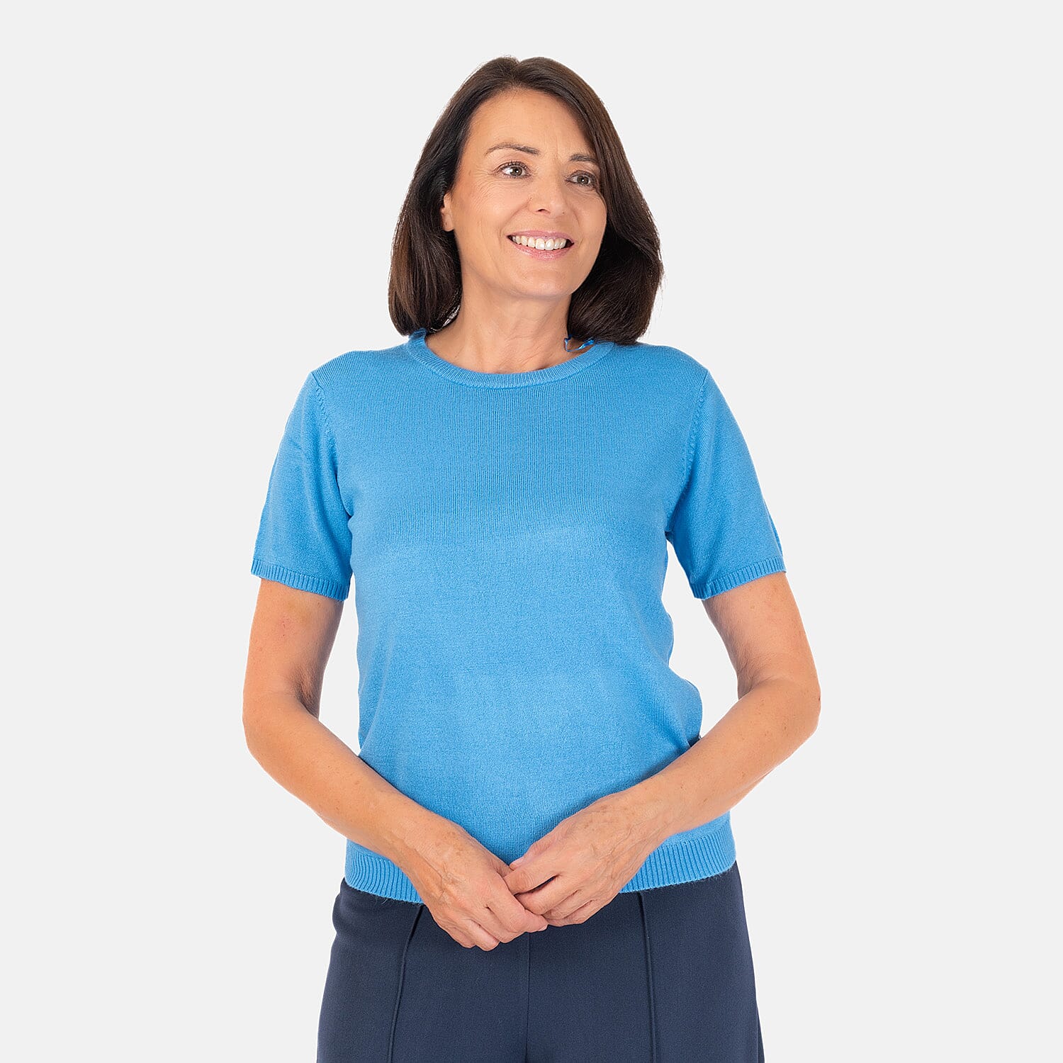 Pure & Natural Crew Neck Short Sleeves Jumper - Turquoise