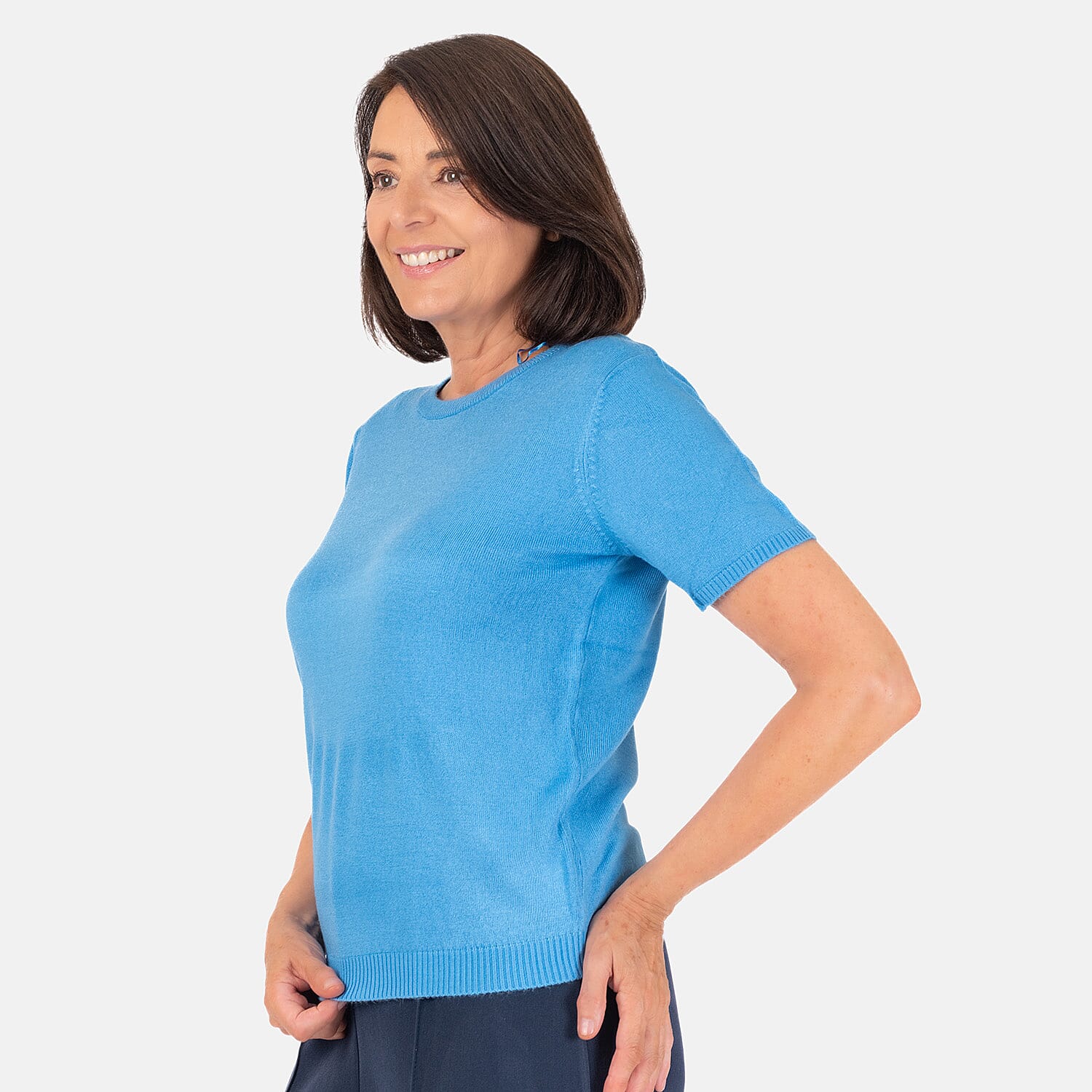 Pure & Natural Crew Neck Short Sleeves Jumper - Turquoise