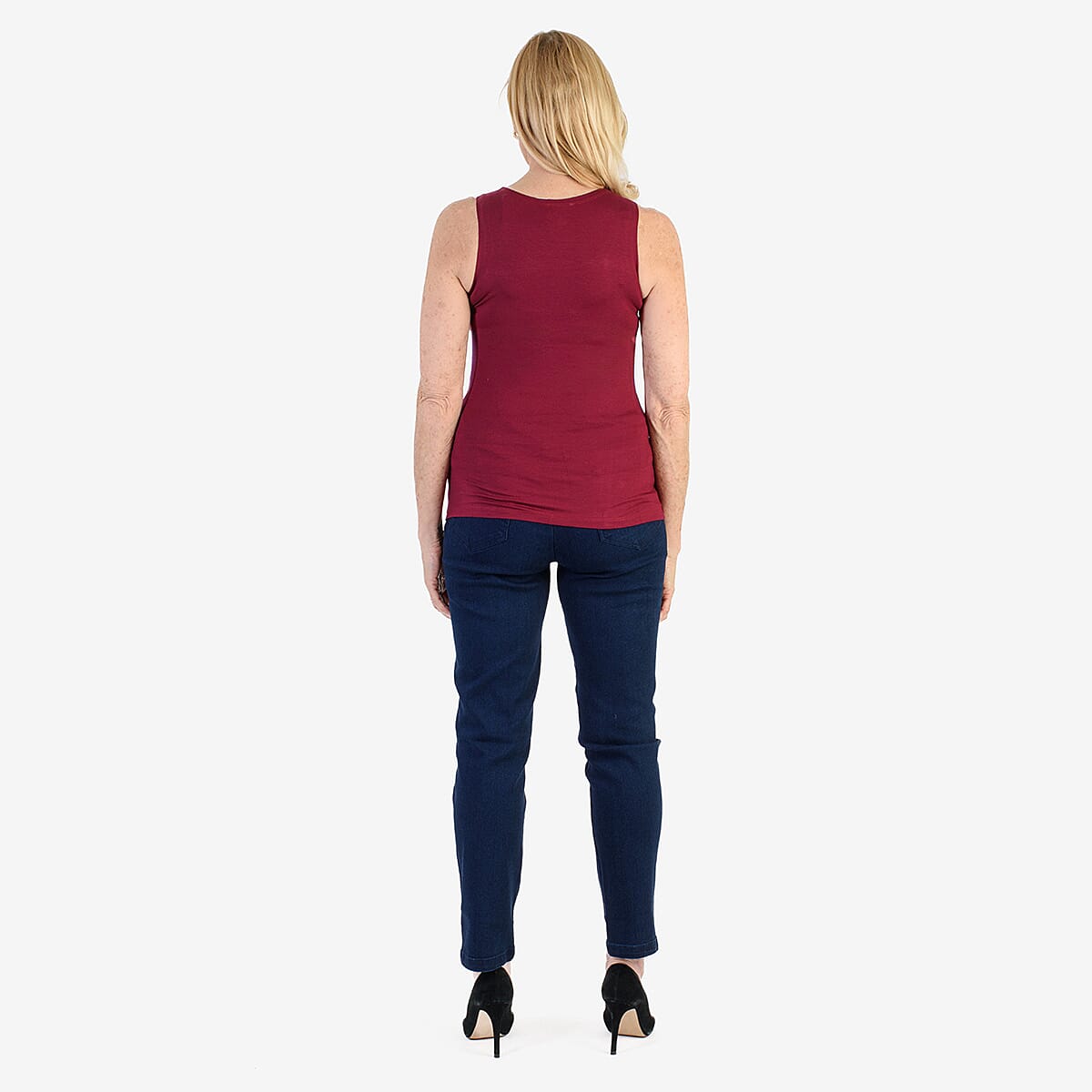 TAMSY Viscose Womens Sleeveless Tank Top (Size 8 to 10) - Burgundy