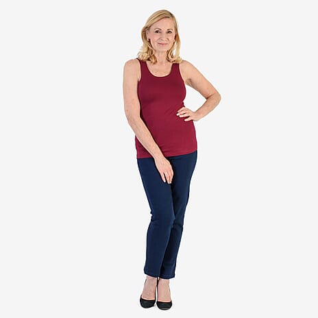 TAMSY Viscose Womens Sleeveless Tank Top (Size 16 to 18) - Burgundy