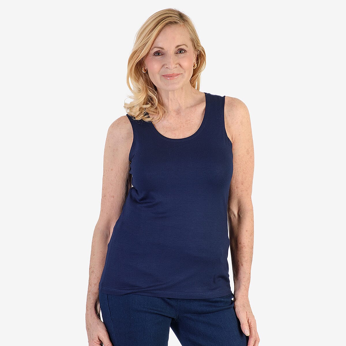 Tamsy Womens Regular Fit Sleeveless Tank Top (Size XXL) - Dark Blue