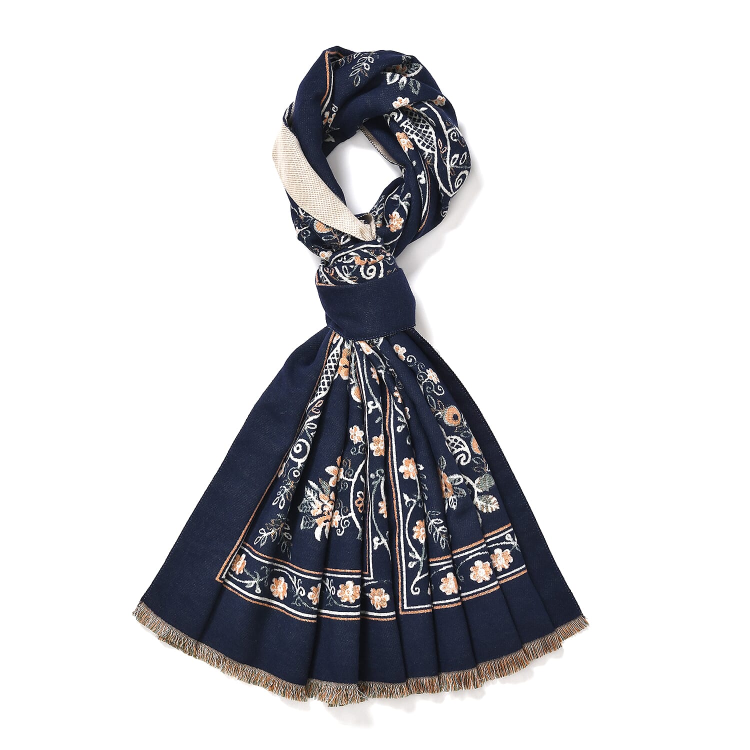 Closeout Deal Super Soft Shawl (One Size) - Blue Based with Multi Flowers