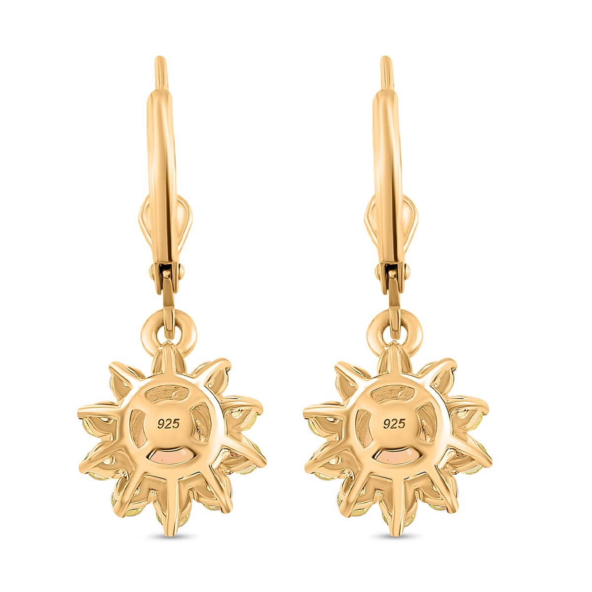 Ethiopian Opal & Peridot Solitaire Lever Back Earring With Lever Back in 18K Vermeil Yellow Gold 1.462 Ct.